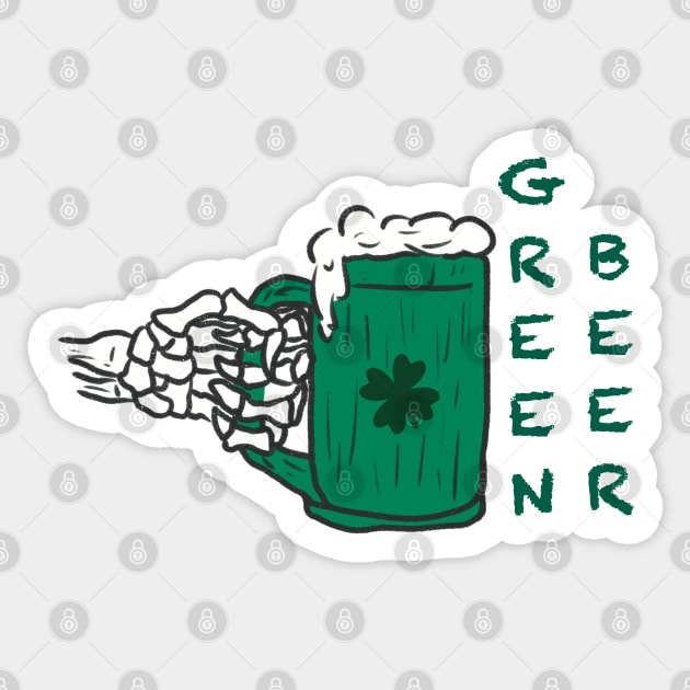 Skeleton Green Beer Sticker by Xatutik-Art